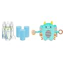 Dr. Brown's Anti-Colic Options+ Narrow Glass Baby Bottles 8oz and Level 1 Slow Flow Nipple, 3-Pack 0m+ and Blue Silicone Sleeves and Gripebelt Heated Belly Band, Blue Monster