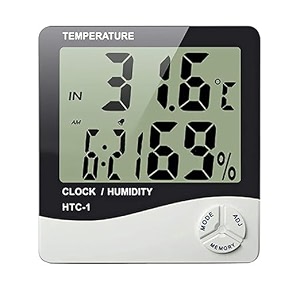 dr care htc-1 room thermometer with humidity incubator meter and accurate temperature indicator wall mounting lcd digital clock monitor for indooroutdoor white