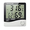 Dr. Care HTC-1 Room Thermometer with Humidity Incubator Meter and Accurate Temperature Indicator Wall Mounting LCD Digital Clock Monitor for Indoor/Outdoor (White)