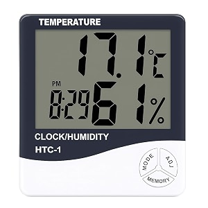 dr care htc-1 room thermometer with humidity incubator meter and accurate temperature indicator wall mounting lcd digital clock monitor for indooroutdoor white