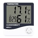 Dr. Care HTC-1 Room Thermometer with Humidity Incubator Meter and Accurate Temperature Indicator Wall Mounting LCD Digital Clock Monitor for Indoor/Outdoor (White)