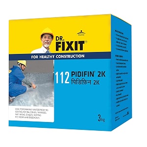 dr fixit 112 pidifin 2k 2-parts flexible acrylic cementitous waterproofing for bathroom roofs basement wall suitable for concrete and masonry