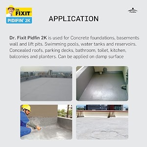 dr fixit 112 pidifin 2k 2-parts flexible acrylic cementitous waterproofing for bathroom roofs basement wall suitable for concrete and masonry pack of 4