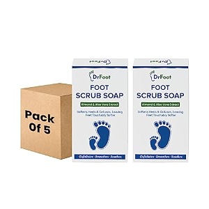 dr foot foot scrub soap repair dry cracked heels dead skin amp calluses remover with almond amp pure aloe vera extracts  100gm - pack of 2 - pack of 5