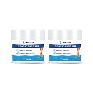 dr foot foot scrub with tea tree sweet almond oil  exfoliator dry skin remover softens for thick cracked dry heel feet  paraben free - 100gm pack of 2