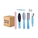 Dr Foot Pedicure Tools for Feet - 8 in 1 Pedicure Kit | Foot Scrubber for Dead Skin, Callus Remover, Foot Scraper, Foot File, Pitchfork, Filer for Nail Repair - 1 Set (Pack of 10)