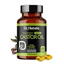 Dr. HERBALIST Castor Oil Capsules 1600mg - Cold-Pressed Ricinus Communis Seed Oil, No Fennel - 60 Easy-Swallow Vegetarian Softgels (30 Servings) - Castor Oil Pills for Hair &amp; Skin - Halal