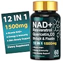 Dr.HR NAD+ Resveratrol Vitamin D3 Quercetin & Fisetin, Anti Aging NAD Supplements 1500mg for Women & Men Support Energy Skin Health Vitality & Immunity 60 Capsules