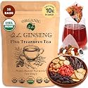Dr. Lu’s Organic Ginseng Five Treasures Tea Kidney Tea | Ginseng Six Treasures tea for Kidney Cleanse Detox &amp; Repair with Maca Root in Corn Fiber Pyramid Bags (No Plastic/Nylon) | Made in US