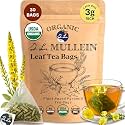 Dr. Lu’s Organic Mullein Leaf Tea | High-Altitude Grown in the Rocky Mountains | Pure Botanical Respiratory Support | 30 x 3g Premium Fill Corn Fiber Pyramid Bags (No Plastic, No Nylon)