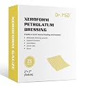 Dr.Med Xeroform Petrolatum Dressing Patch, 2"x2"-25 Pcs/Box, Non-Adherent Gauze Dressings, for Minor or Partial Thickness Burns, Lacerations, Skin Graft Recipient Sites, Newly Sutured Wounds