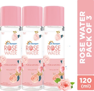 dr morepen 100 pure rose water face toner herbal natural toner for glowing skin  pore tightening men  women pack of 3 men  women 360 ml