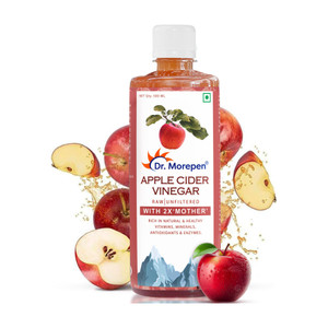 dr morepen apple cider vinegar with 2x mother raw  unfiltered rich in natural and healthy vitamins and multivitamins for skin hair and weight loss vinegar 500 ml