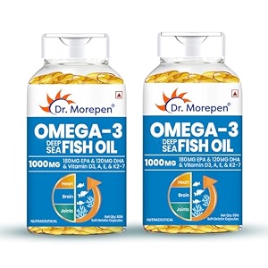 dr morepen omega 3 deep sea fish oil 1000 mg omega with 300 mg dha with vitamin a d3 e amp k27  60 softgels - pack of 2