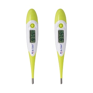 dr odin digital thermometer dmt-4320 for oral rectal underarm amp forehead use  flexible tip fast 20 sec reading high accuracy fever alarm amp auto shut-off pack of 2