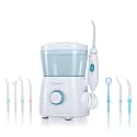 Dr. Odin FC-166 Oral Irrigator for Teeth Cleaning | Water Flosser with 10 Pressure Settings, 600 ml Water Tank, 3-Minute Smart Timer &amp; Interchangeable Nozzles (White &amp; Blue)