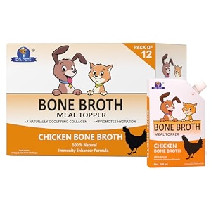 drpets chicken bone broth for cats amp dogs 100ml x 12 pack food topper human grade preservative free catdog wet food soup for all life stages natural supplements with natural collagen