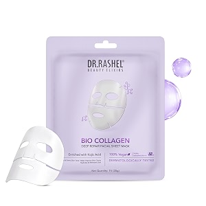drrashel 100 vegan bio collagen deep facial mask kojic acid for pigmentation 60-minute quick action dermatologically tested pack of 1 - pro boost series