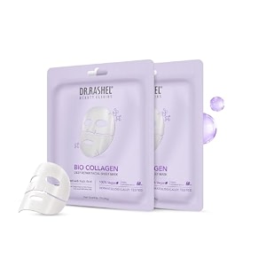 drrashel bio collagen deep facial mask kojic acid infused for pigmentation 60 minutes quick action pack of 2