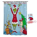 Dr. Seuss The Grinch Holiday 13-Piece Shower Curtain Set, 72 x 72 Inch Fabric Curtain with Hooks, Bathroom Decor, Machine Washable, (100% Officially Licensed Product) by Franco Collectibles