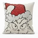 Dr. Seuss The Grinch Holiday &amp; Christmas Bedding Super Soft Plush Square Decorative Pillow, 18 in, (Officially Licensed Product) By Franco Collectibles