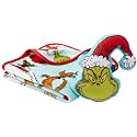 Dr. Seuss The Grinch Holiday & Christmas Kids Bedding Super Soft Plush Pillow and Throw 2 Piece Set, 40 in x 50 in (Officially Licensed Product) By Franco