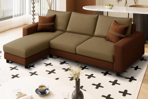 dr smith l-shape sofa set - left-hand sectional velvet fabric with cushion fabric 3 seater  sofa finish color - golden  brown pre-assembled
