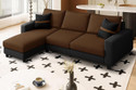 Dr Smith L-Shape Sofa Set - Left-Hand Sectional Velvet Fabric with Cushion Fabric 3 Seater  Sofa (Finish Color - Brown & Black, Pre-assembled)