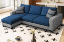 Dr Smith L-Shape Sofa Set - Left-Hand Sectional Velvet Fabric with Cushion Fabric 3 Seater  Sofa (Finish Color - Blue & Grey, Pre-assembled)