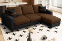 Dr Smith Modern L-Shape Sofa Set - Right-Hand Sectional Velvet Fabric with Cushion Fabric 3 Seater  Sofa (Finish Color - Brown & Black, Pre-assembled)