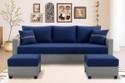 Dr Smith Sofa Set with 2 Ottomans Fabric 4 Seater  Sofa (Finish Color - Blue & Grey, Pre-assembled)