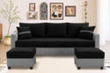 Dr Smith Sofa Set with 2 Ottomans Fabric 4 Seater  Sofa (Finish Color - Black & Grey, Pre-assembled)