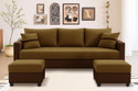 Dr Smith Sofa Set with 2 Ottomans Fabric 4 Seater  Sofa (Finish Color - Golden & Brown, Pre-assembled)