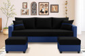 Dr Smith Sofa Set with 2 Ottomans Fabric 4 Seater  Sofa (Finish Color - Black & Blue, Pre-assembled)
