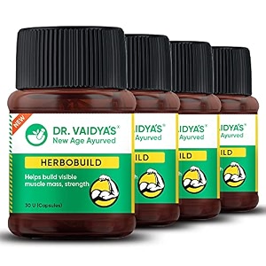 dr vaidya39s herbobuild capsules  ayurvedic muscle amp mass gainer for stamina amp strength  natural ingredients - ashwagandha amp methi  50 capsules pack of 3