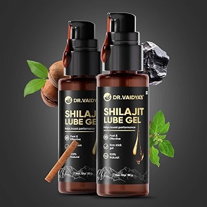 dr vaidyas shilajit lube gel  first ever shilajit infused lube gel  enhances performance amp stamina  mess free  100 pure himalayan shilajit jaiphal amp cinnamon oil ashwagandha  50g pack of 2