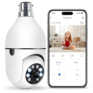 dr vision 4mp wifi bulb cctv camera for home security  360 rotation  color night vision  motion detection two-way audio  wireless light bulb camera with mobile app v380 pro heavy light camera