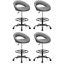 BESTFAIR Drafting Chair with Back, Height Adjustable Rolling Stool, Gray