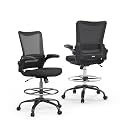Drafting Chair,Tall Office Chair for Standing Desk,Office Drafting Chair with Footrest Ring,High Office Chair with Tilt Back,Extra Tall Office Chairs with Flip Up Armrest