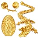 Dragon Eggs with Dragon Inside, 3D Printed Surprise Funny Gifts for Kids, Articulated Dragon Fidget Toys for Adults, Executive Desk Toys Office Room Décor (Gold, M-Size)