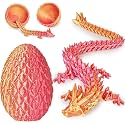 Dragon Eggs with Dragon Inside, 3D Printed Surprise Funny Gifts for Kids, Articulated Dragon Fidget Toys for Adults, Executive Desk Toys Office Room Décor (Orange Red, M-Size)