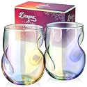 Dragon Glassware Stemless Wine Glasses, 16 oz Set of 2 - Iridescent