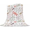 Dragonfly Baby Blanket 30x40 Inches - Super Soft Flannel Throw for Nursery &amp; Strollers - Cute Dragonfly Gifts for Women New Moms - Lightweight Fleece Blankets for Toddlers &amp; Infants