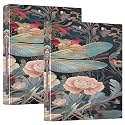Dragonfly Flower 3 Ring Binder with 2 Interior Pockets