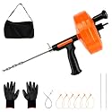 Drain Snake 50-Foot, Manual or Drill Powered Drain Auger