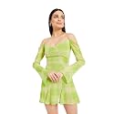 DRAPE AND DAZZLE Printed Mesh Trumpet Sleeve