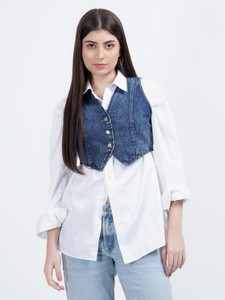 DRAPE AND DAZZLE Sleeveless Washed Women Jacket