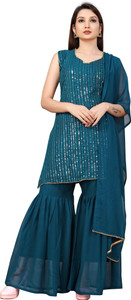 drashti embellished kurta sharara  dupatta set