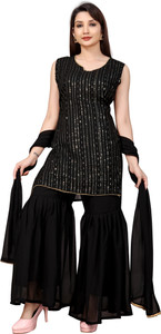 drashti embellished kurta sharara  dupatta set