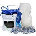 Drasry Saltwater Fishing Cast Net 3/8 and 1/4 Mesh with Heavy Duty Gray Sinker American Monofilament Fish Throw Net for Bait Trap 3FT 4FT 5FT 6FT 7FT 8FT 9FT Radius